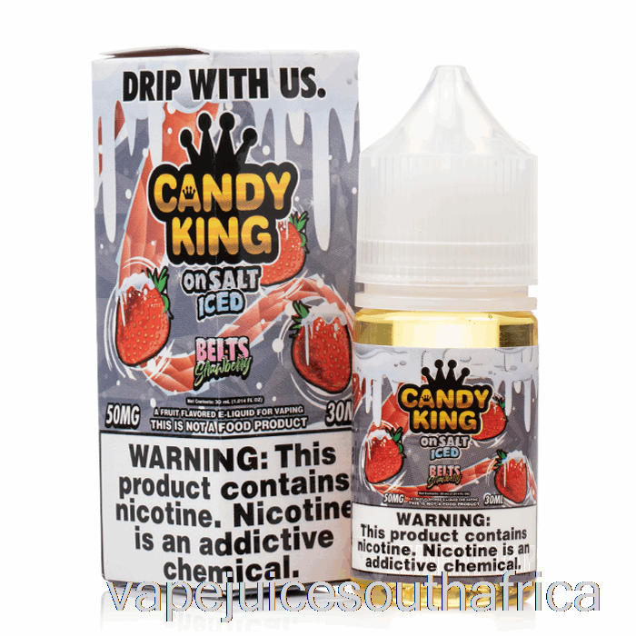 Vape Juice South Africa Iced Belts Strawberry - Candy King On Salt - 30Ml 50Mg